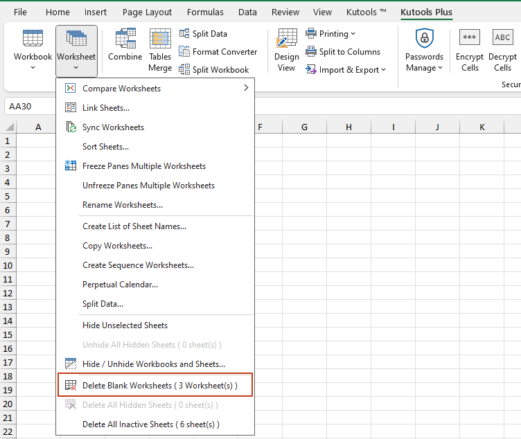 How to delete all the blank worksheets in Excel?