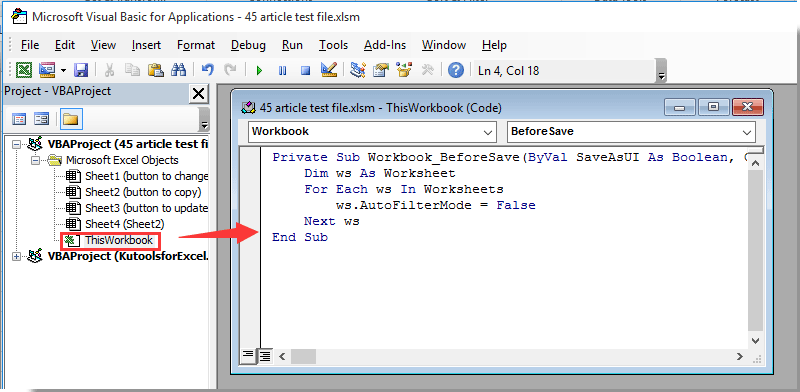 How to clear filters when opening, saving or closing workbook in Excel?