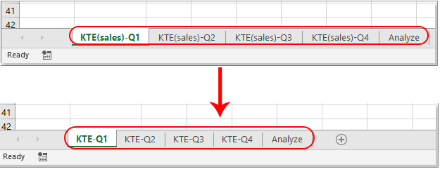 Bagaimana menemukan dan mengganti nama tab sheet di Excel?