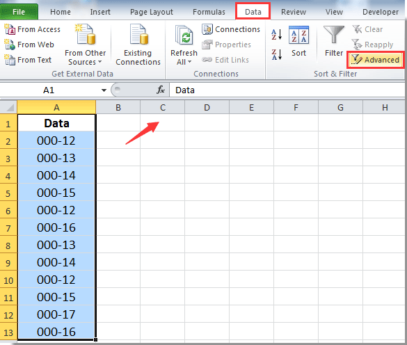 How to copy a column and paste only the unique records in Excel?