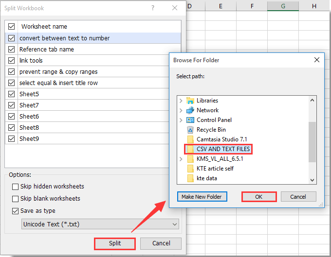 How to save, export multiple/all sheets to separate csv or text files