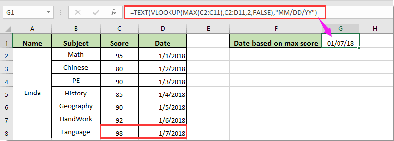Bagaimana cara vlookup dan mengembalikan format tanggal alih-alih angka di  Excel?