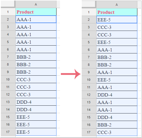 How to sort or shuffle data in a list randomly in Google sheets?