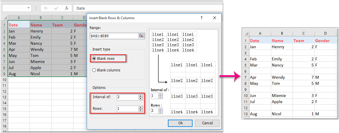 How to quickly insert blank /empty rows in Excel?