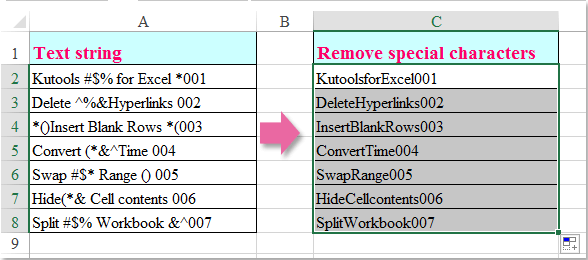 How to remove some special characters from string in Excel?