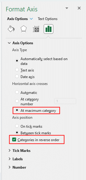 How to reverse axis order in Excel?