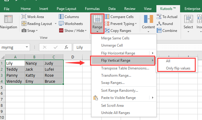 How to rotate table by 90 or 180 degrees in Excel?
