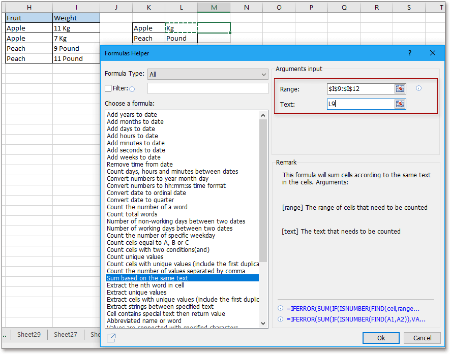 How to correctly sum numbers with units in a range in Excel?