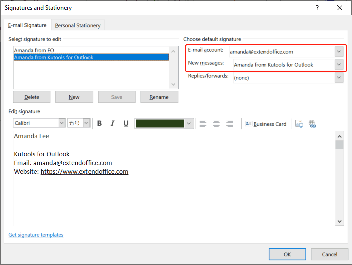 How to add different signatures to multiple email accounts when create