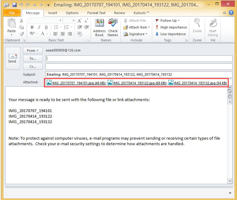 How to compress images before sending email in Outlook?