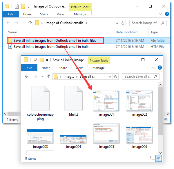 How to copy or save all inline/embedded images from one email in Outlook?