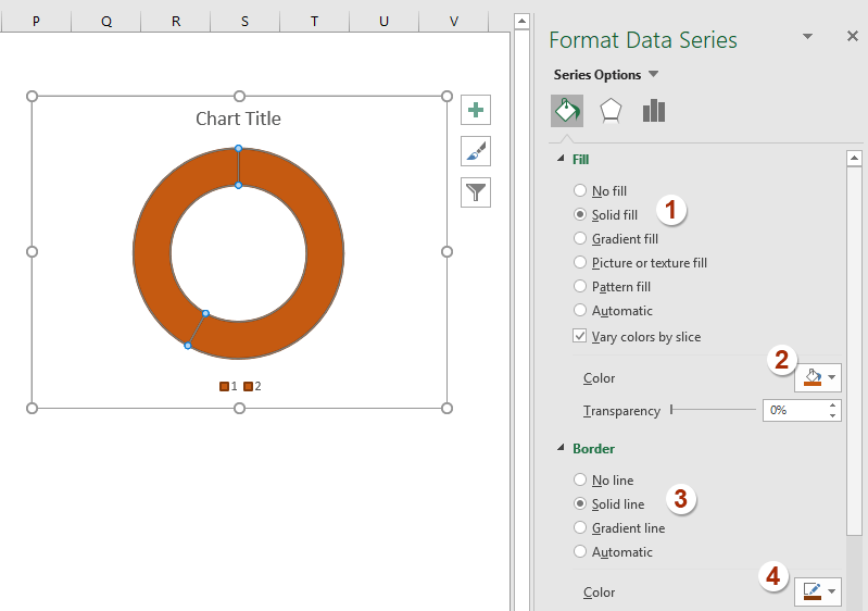 Create progress circle chart in Excel