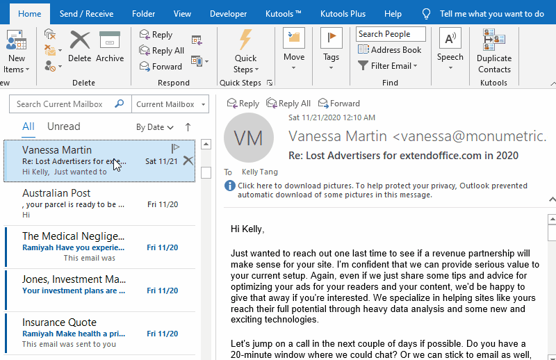 Reply Emails in Outlook