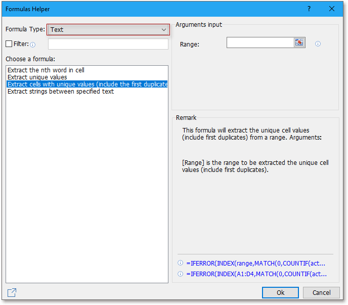 Quickly extract unique values including first duplicate from An Excel