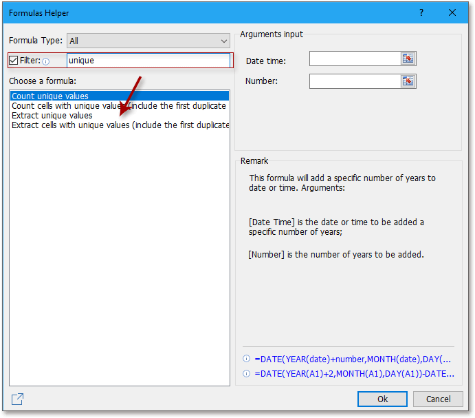 Quickly extract unique values including first duplicate from An Excel