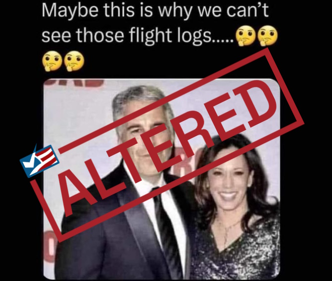 Posts Use Transposed Mugshot of Epstein to Target Kamala Harris