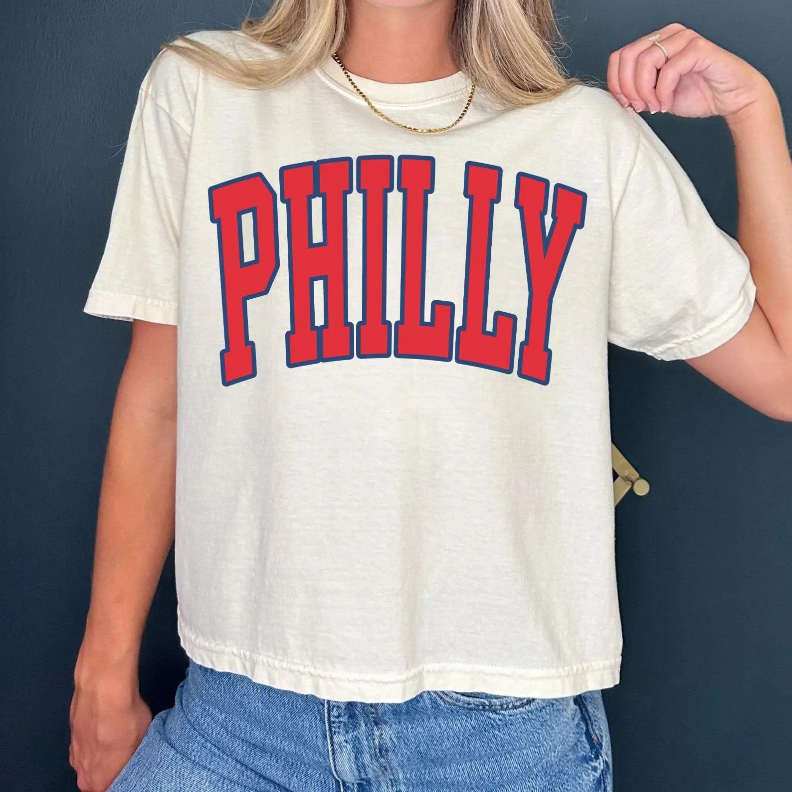 Wholesale Vintage Philadelphia Baseball Retro Cropped Philly T-shirt
