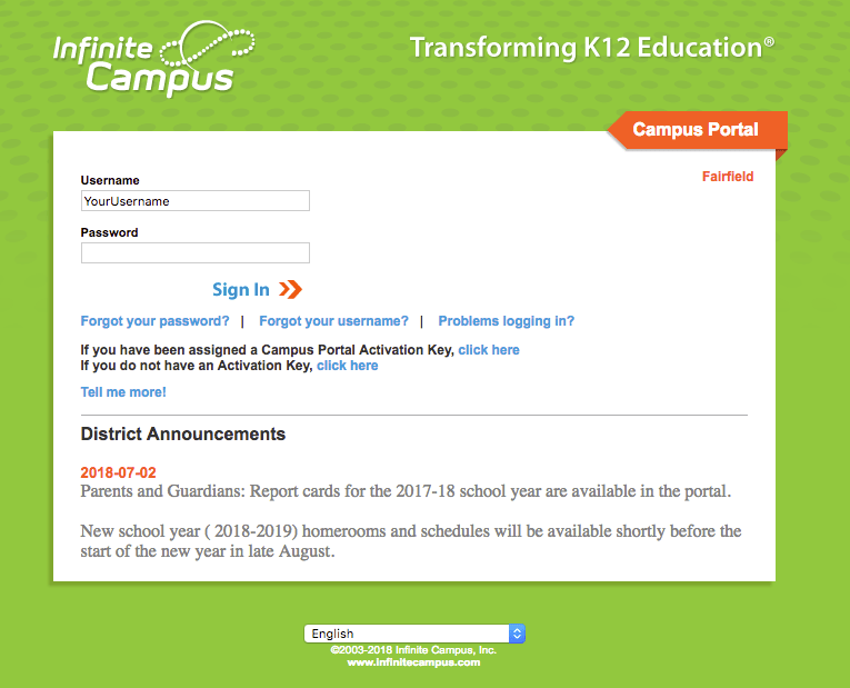 Infinite Campus Fairfield Public Schools