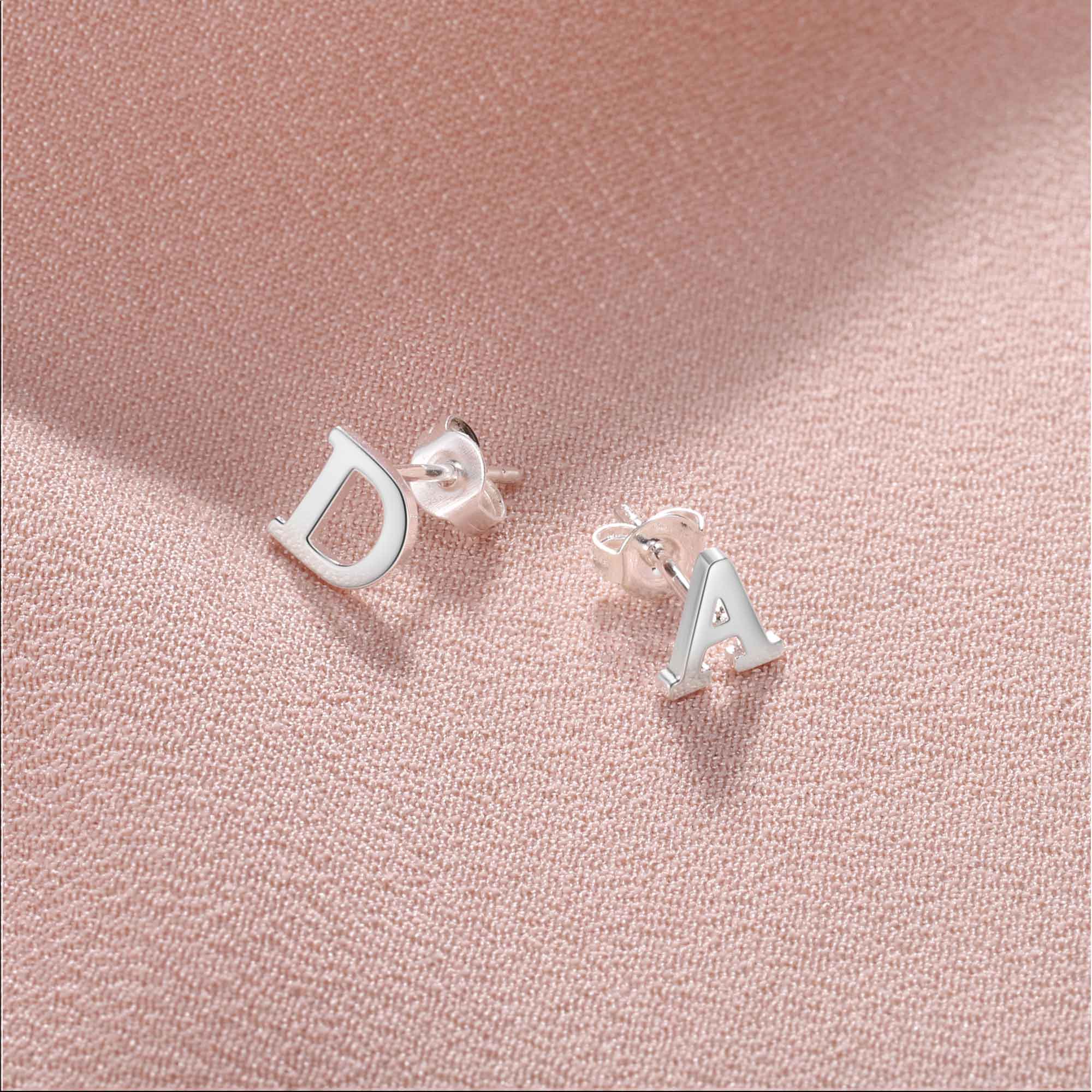 Initial Stud Earrings Alphabet Earrings [Silver,Gold,Rose] FARUZO