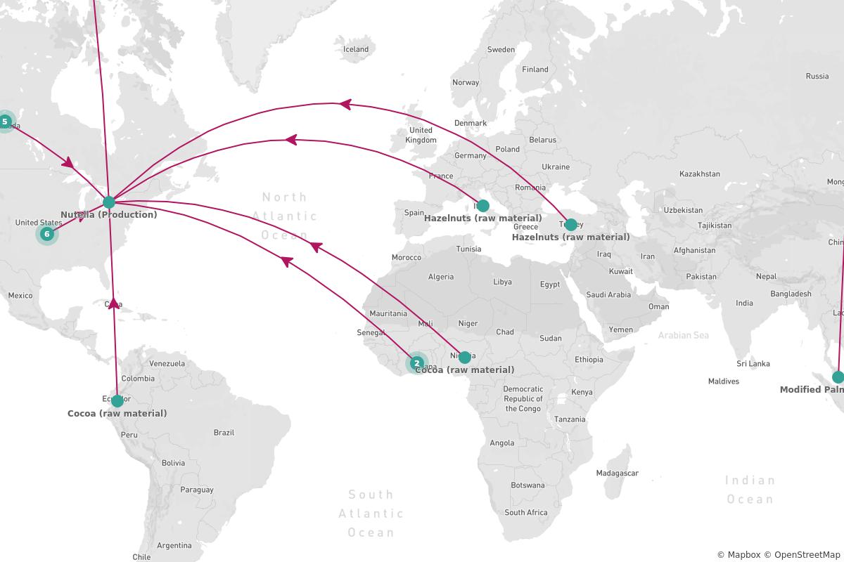 Nutella Supply Chain (North America) on Sourcemap