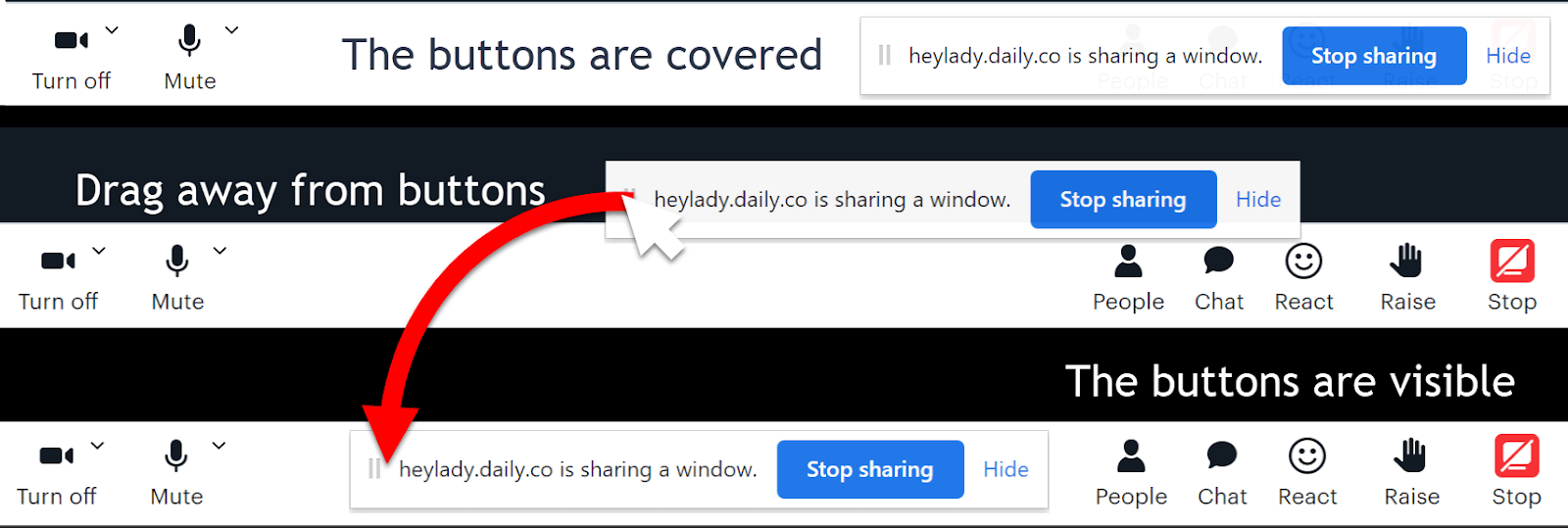 How do I share my screen during an event?