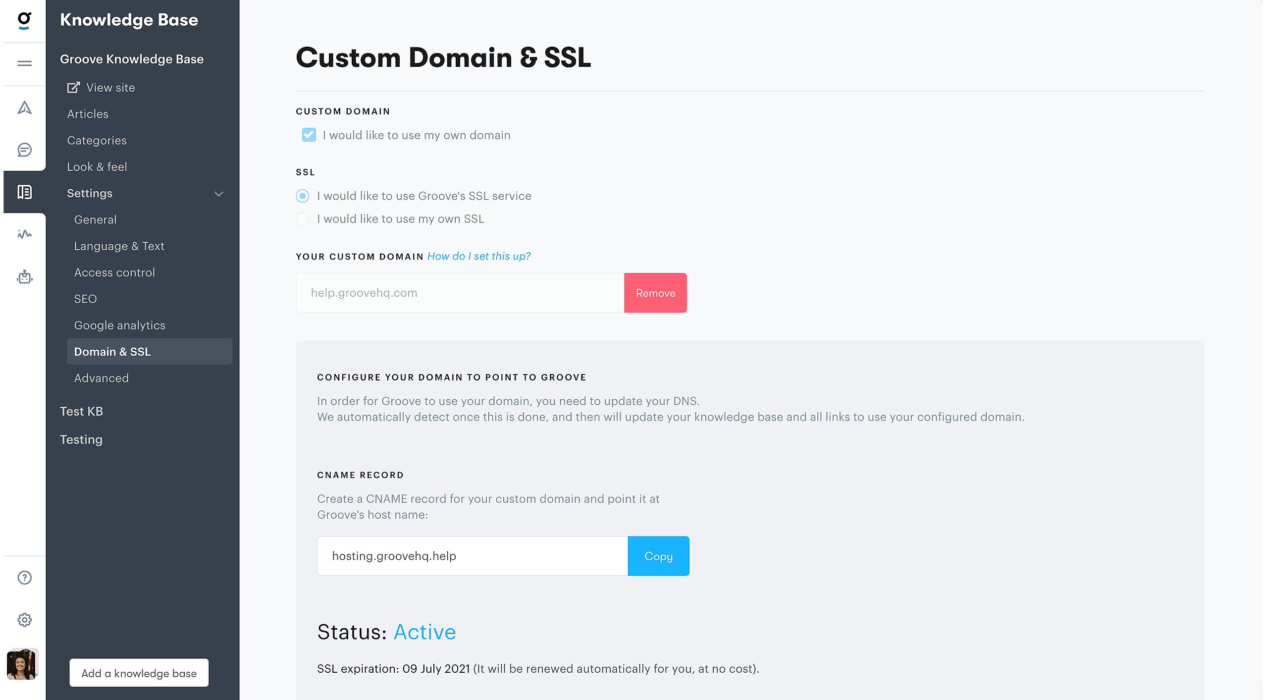 Using your own SSL for a custom domain