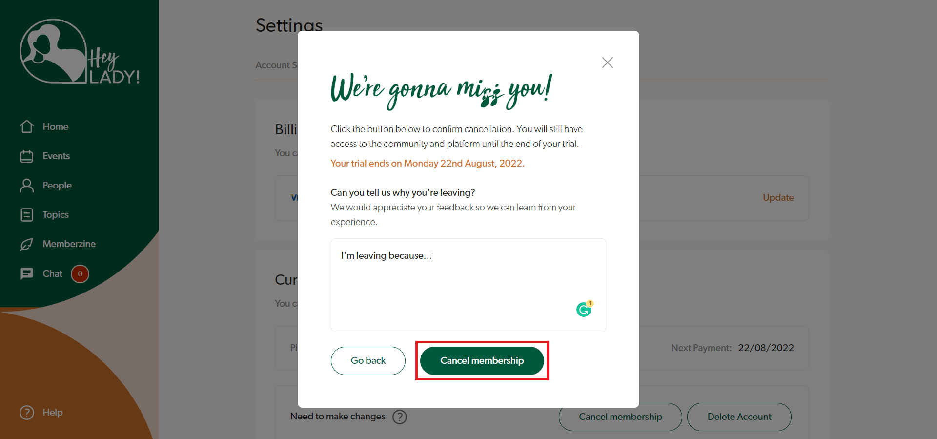 How do I cancel my membership?