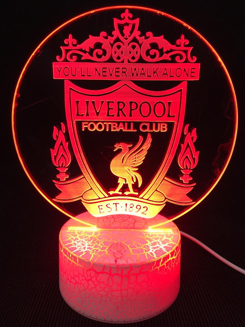 Liverpool FC Custom Branded 3D Illusion RGB 7 Colors LED Night Light With Base Desk Lamp Ooma