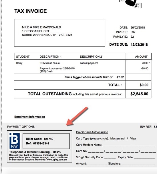 BPay Option on Invoices