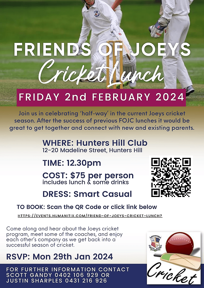 Friends of Joeys Cricket Lunch Humanitix