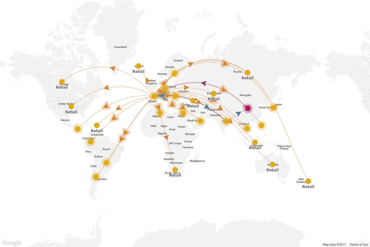 Zara Supply Chain on Sourcemap