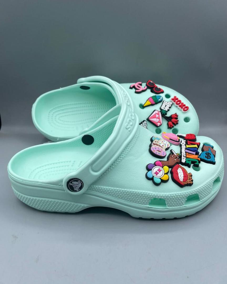 MINT GREEN CLASSIC CROCS FOSSETTESLIDES Flutterwave Store
