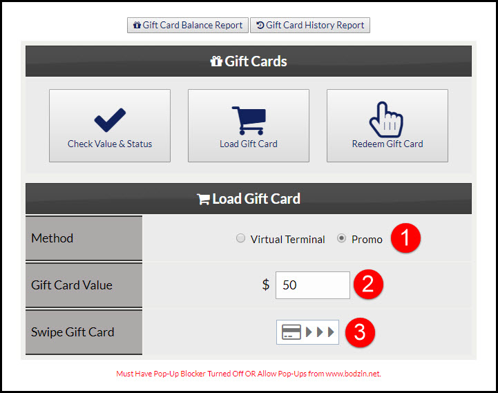 Gift Cards How do I load a Gift Card with promotional credit?