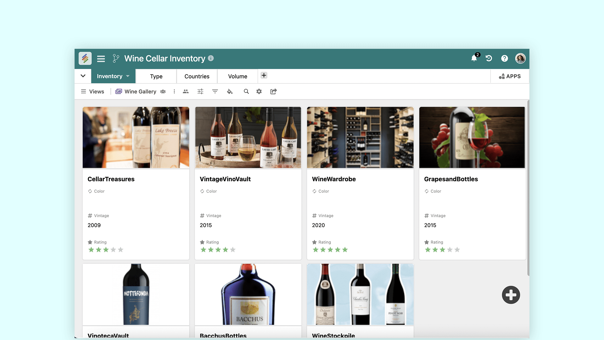 Wine Cellar Inventory free to use Stackby