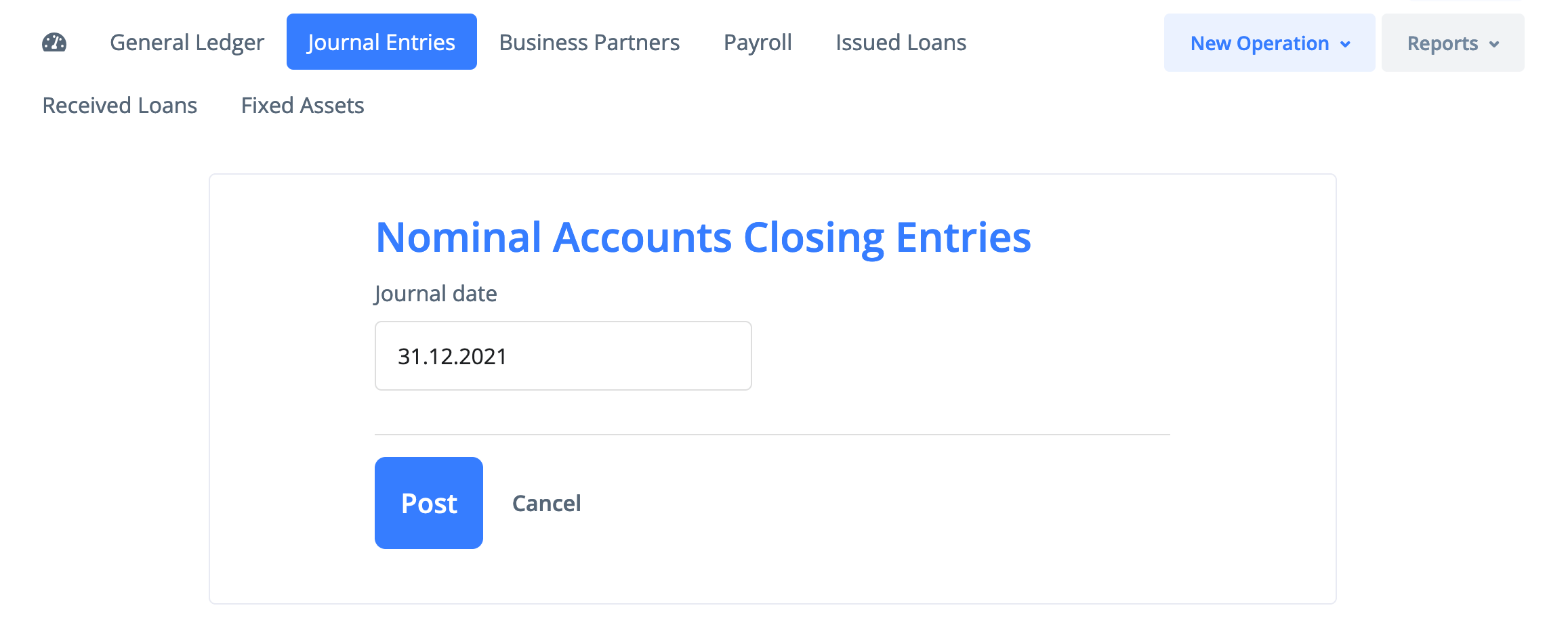 Nominal accounts closing entries