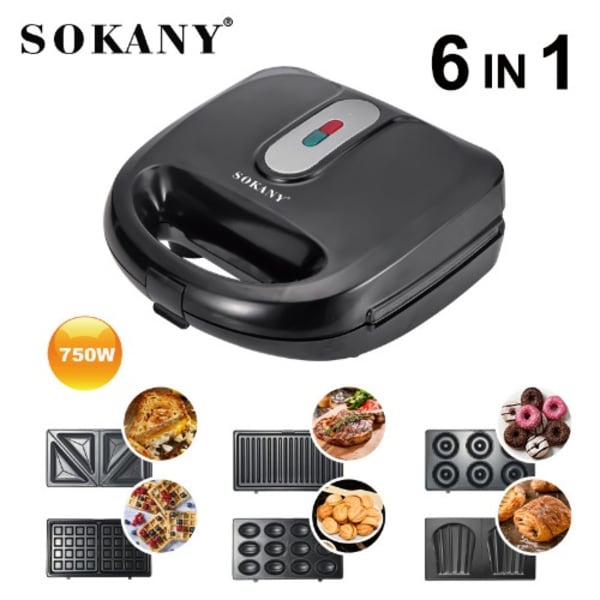 Sokany Multifunctional 6 In 1 Sandwich Maker, Grill , Waffle Maker, Donut Etc Justbuy_ng