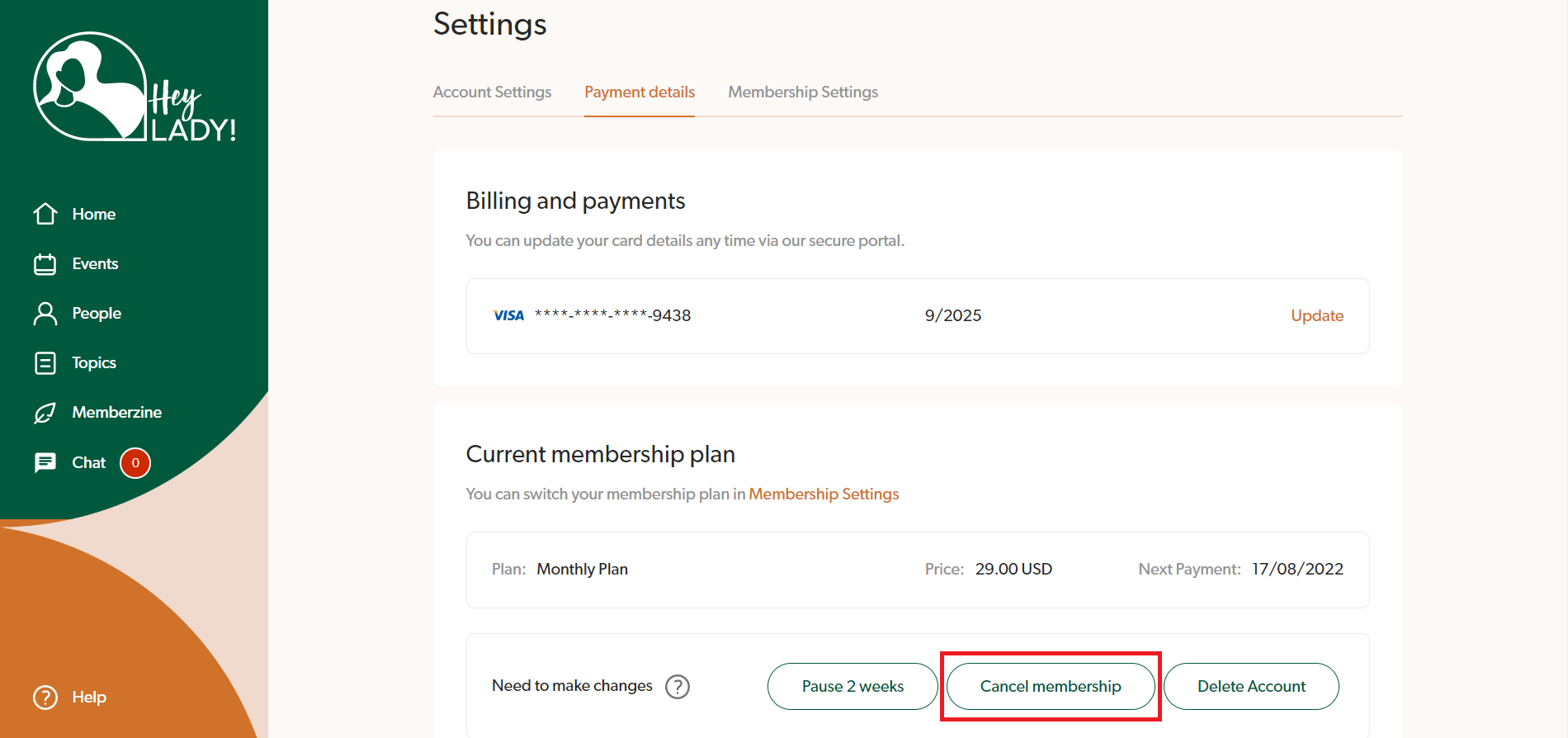 How do I cancel my membership?