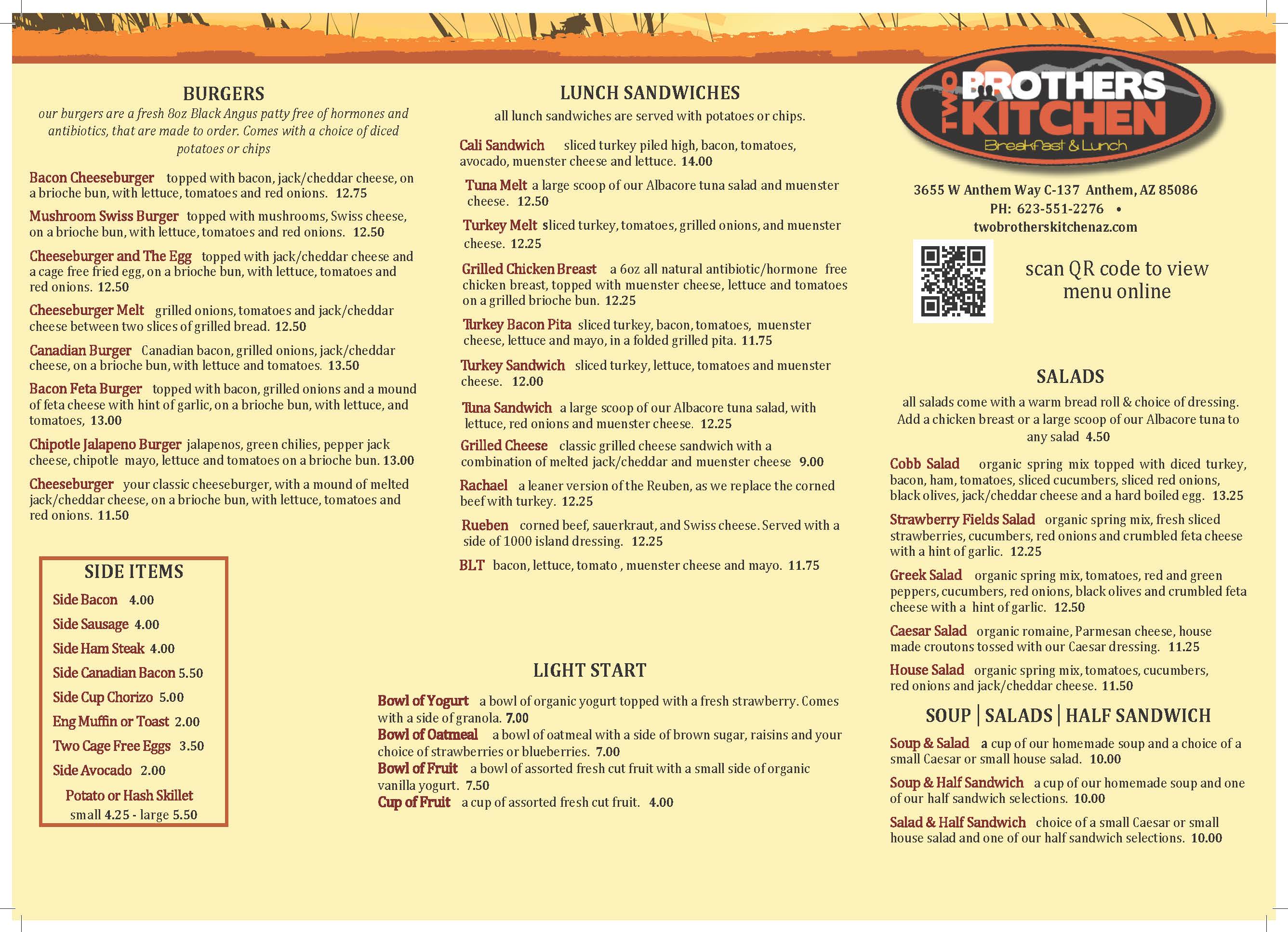 Two Brothers Kitchen Menu
