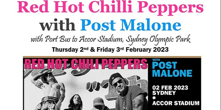 red hot chili peppers tour 2023 Red Hot Chilli Peppers With Post Malone, Sydney Olympic Park, Thu 2Nd Feb 2023, 10:00 Am - Fri 3Rd Feb 2023, 5:00 Pm Aedt | Humanitix