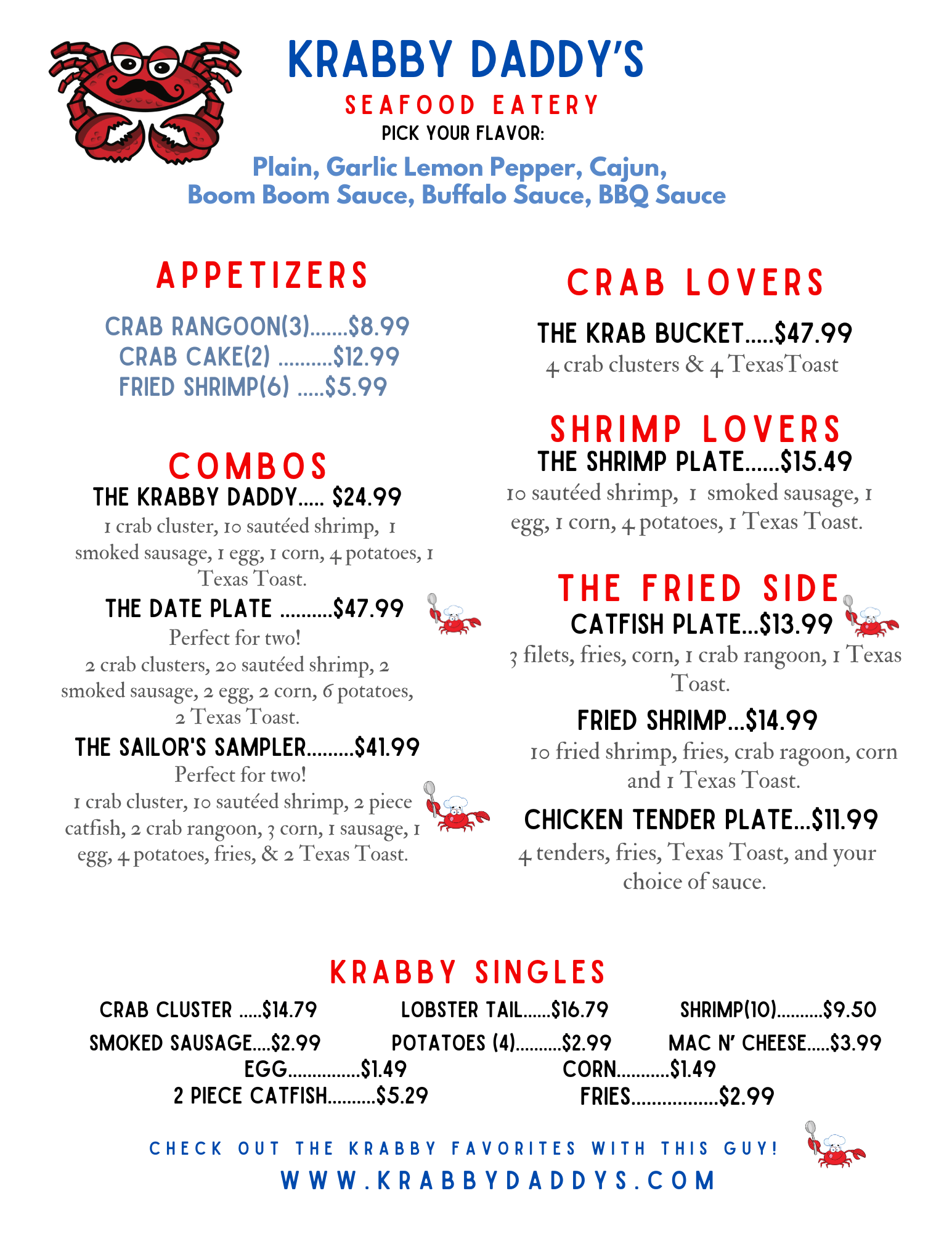 Krabby Daddys Menu