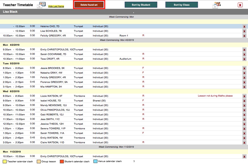 Delete Calendar Entries