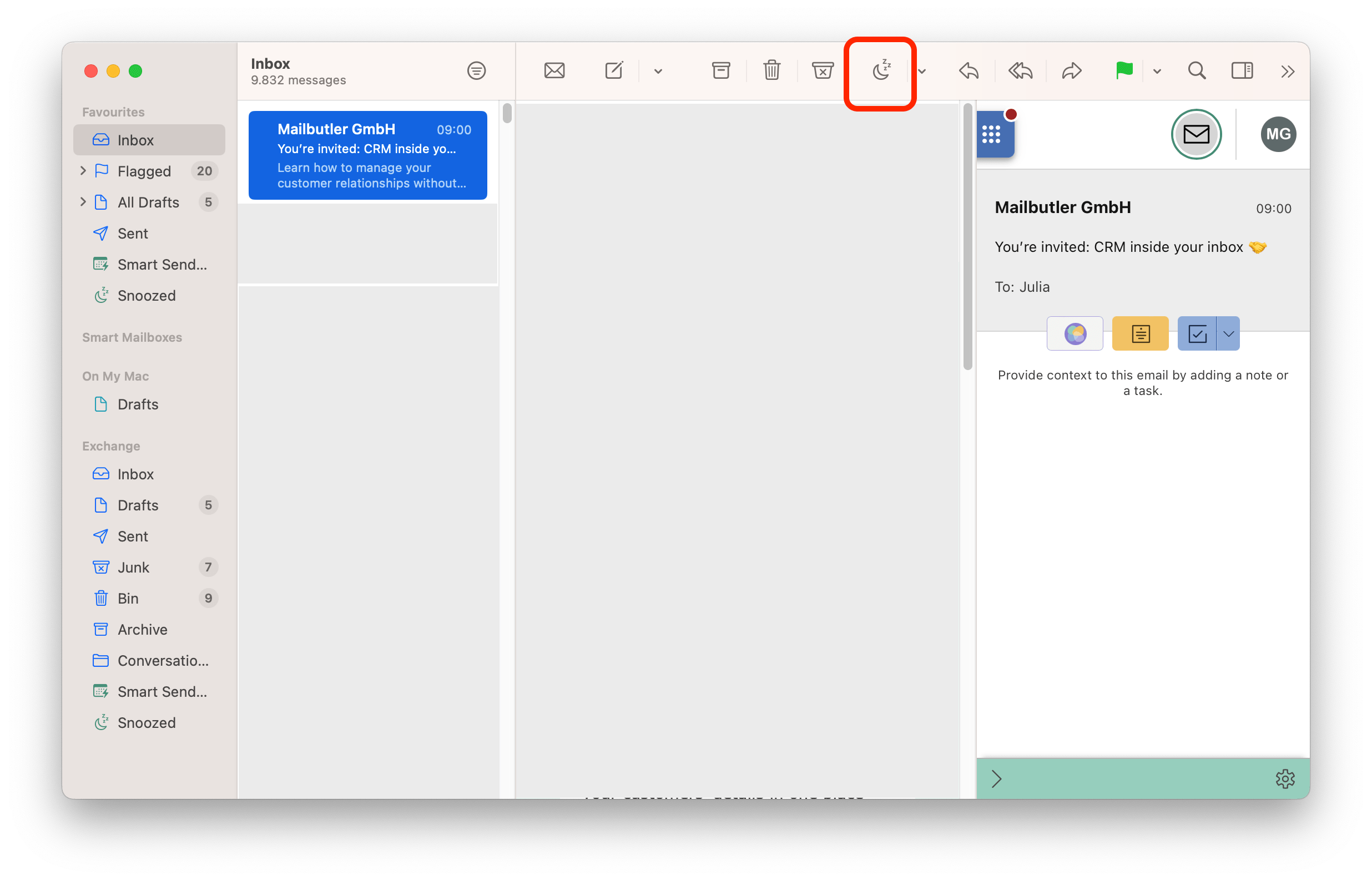 How do I snooze an email?