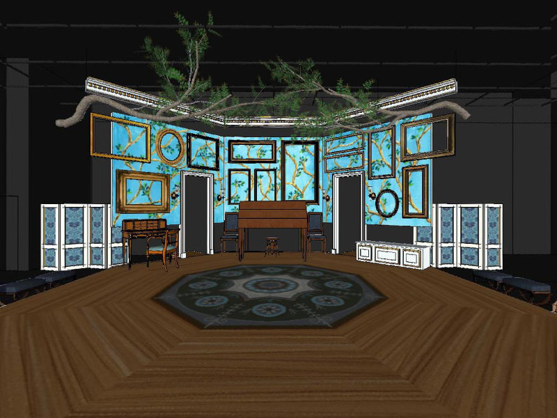 Panoramic render of PRIDE AND PREJUDICE. Scene design Will Lowry