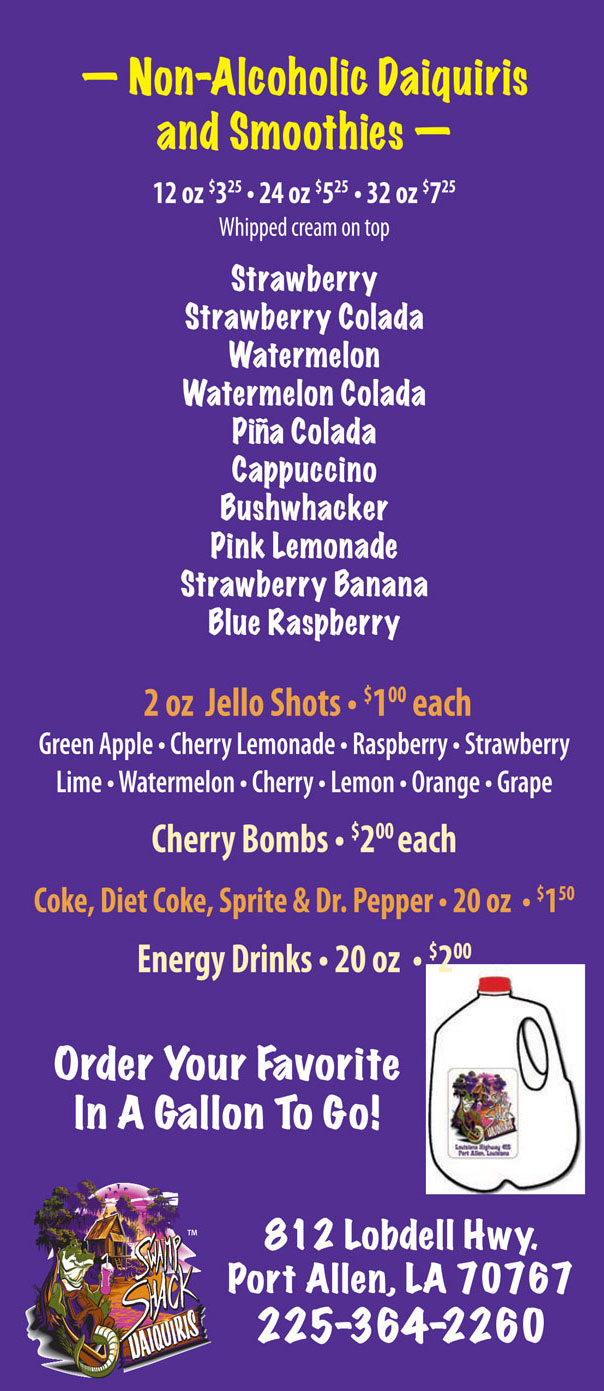 SWAMP SHACK DAIQUIRIS & PACKAGE LIQUOR Amazing Drinks & More!