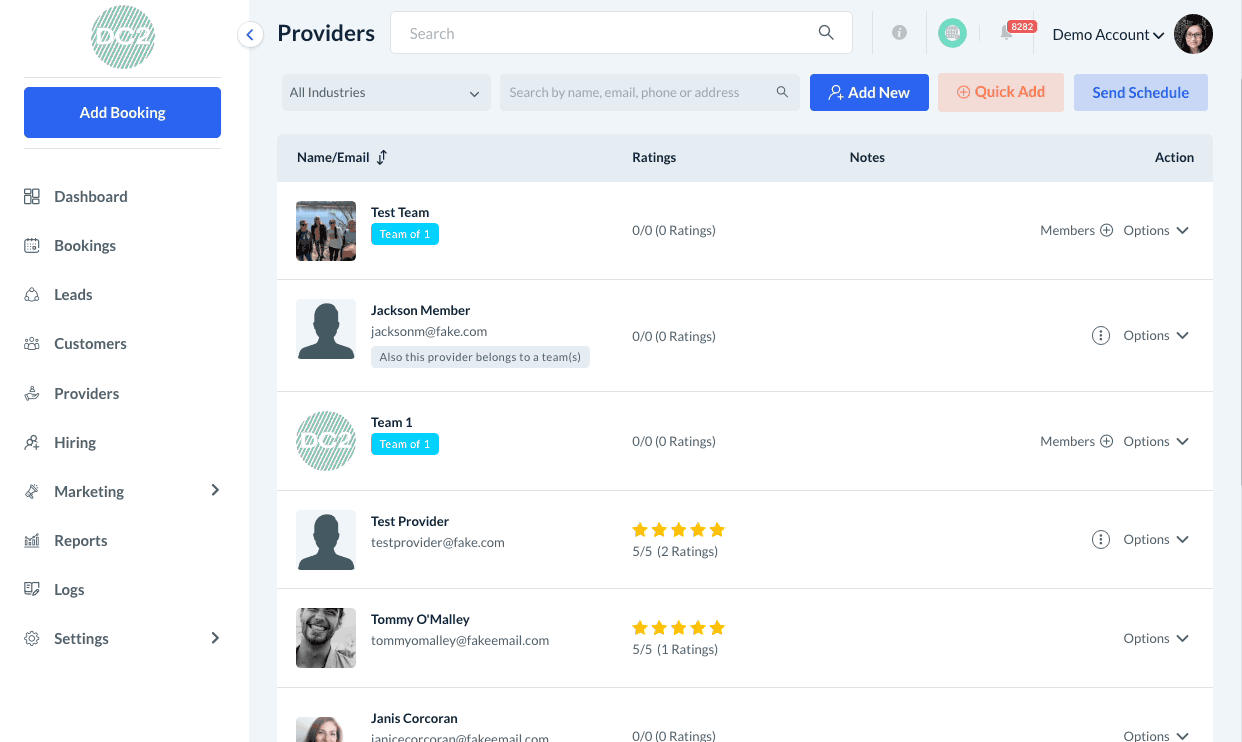 Log in as a customer or provider