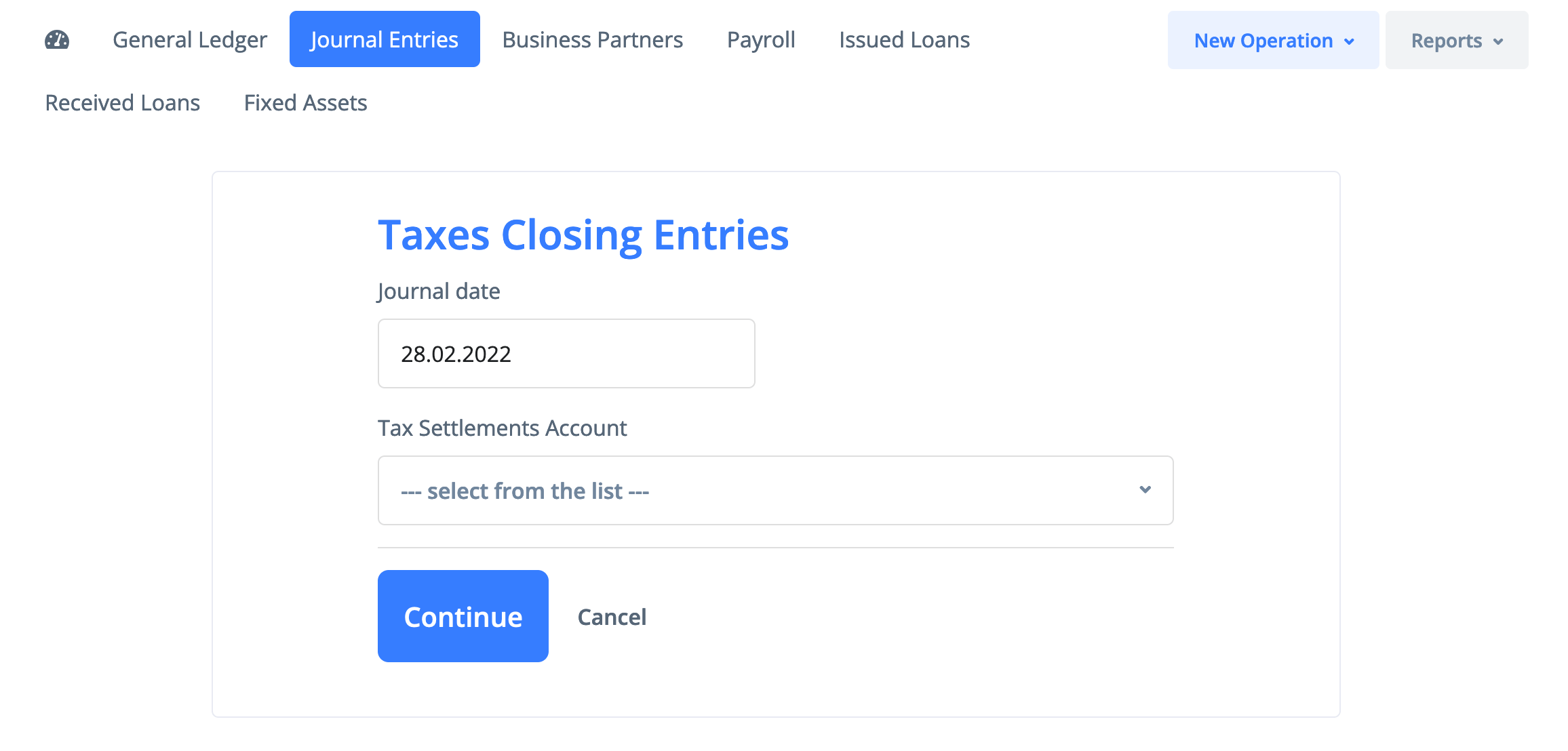 Taxes closing entries
