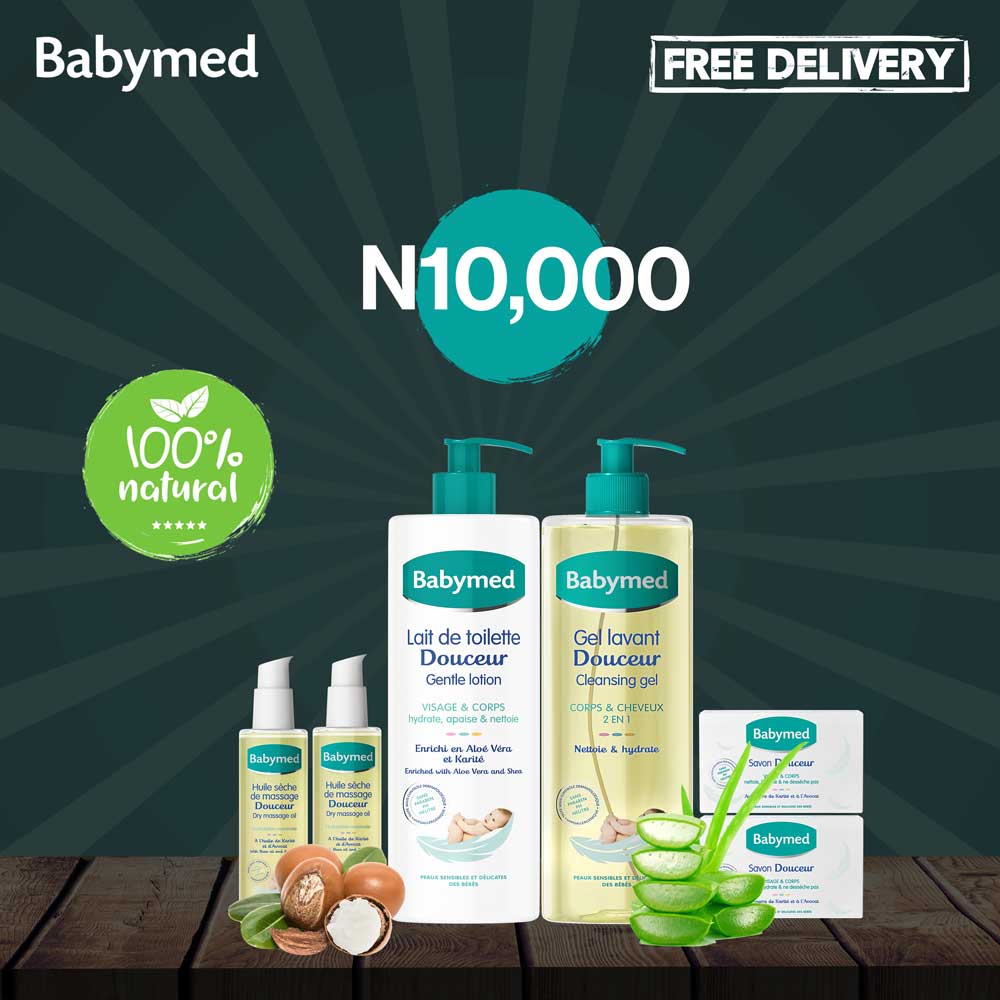 1 lotion & 1 Showegerl + 2 soaps + Two Oil Babymed Flutterwave Store