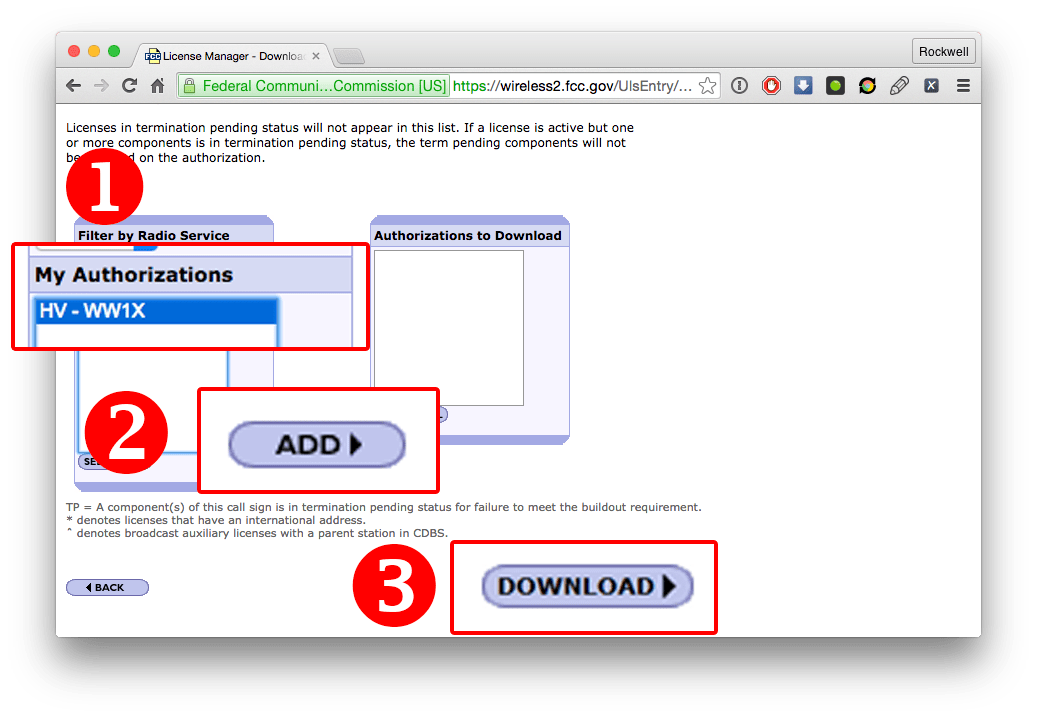 Downloading an official FCC license PDF