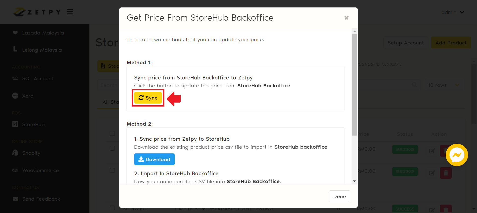 How to Sync Price from Zetpy to StoreHub Backoffice?