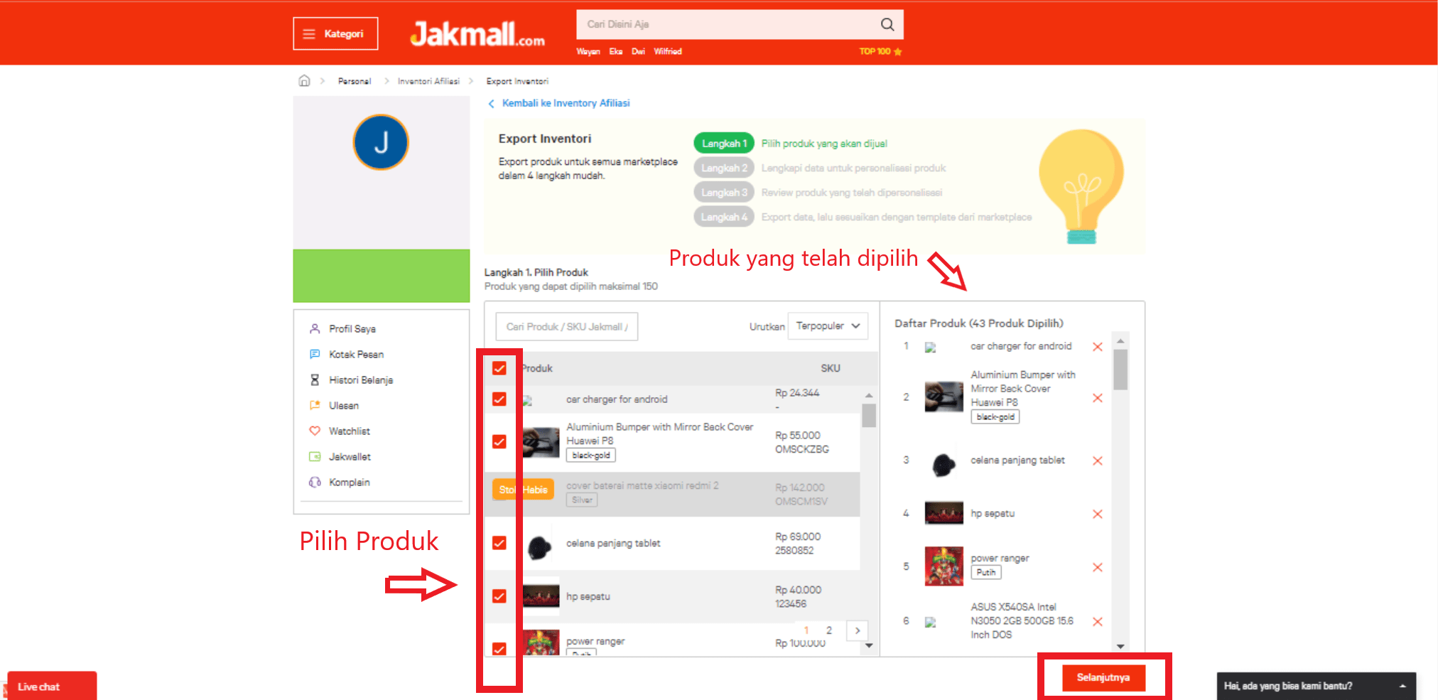 Panduan Export Inventori Afiliasi (Data Mass Upload Marketplace)